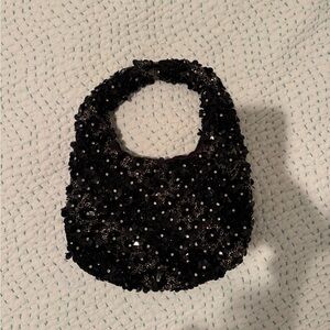 Black beaded sparkly shoulder bag